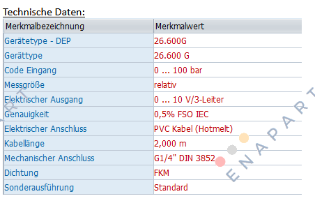 26.600G-1003-R-3-5-TM0-300-1-000 (OEM) Trasmettitore di pressione