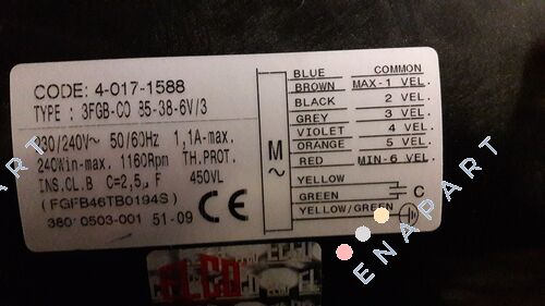 GMV 3FGB.CO.85.38.6V/3 FGFB46TB0194S SETEM011.01 *40171588* Motore del ventilatore