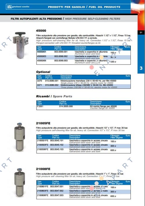 001.0090.001 Type 45000/01 FILTRO AUTOPULENTE