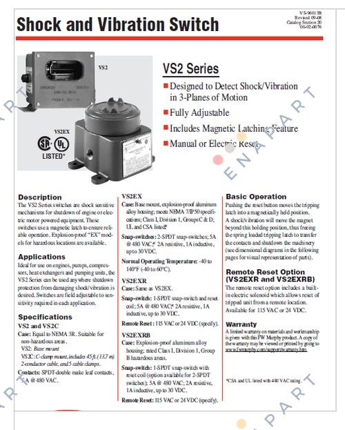 VS2EX interruttore di vibrazione