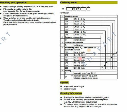 FF-040.GR.015T.IP65/0212 Interruttore di flusso