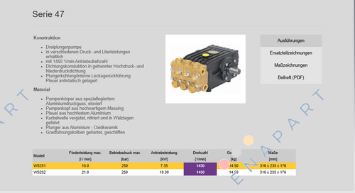 M42001365 / Type WS 251 pompa a tre pistoni