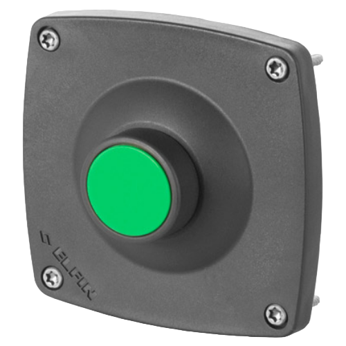 Guarded push-button, green, wall-mounting
