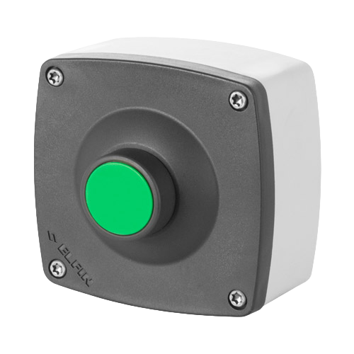 Guarded push-button, green, with enclosure