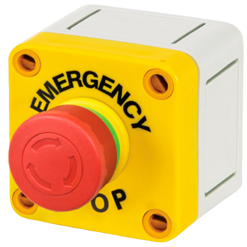 Emergency stop push-button enclosure 65x65 mm
