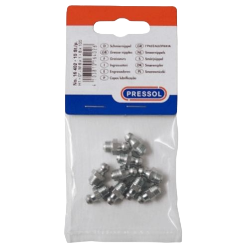 Hydraulic grease nipples H1, straight, 180°, 10 pcs. in polybag with headcard