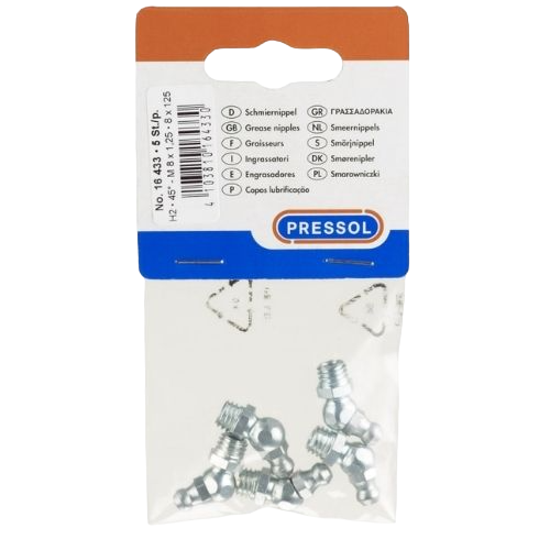 Hydraulic grease nipples H2, 45°, 5 pcs. in polybag with headcard