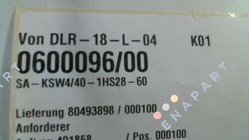 P/n: 0600096/00, Type: SA-KSW4/40-1HS28-60 Carrello raccoglitore corrente